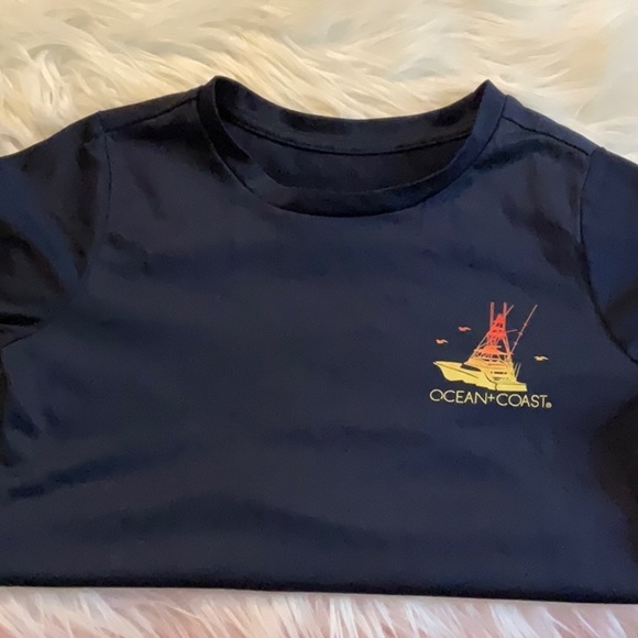 Ocean + Coast Navy T-Shirt with Boat Graphic - Picture 1 of 3
